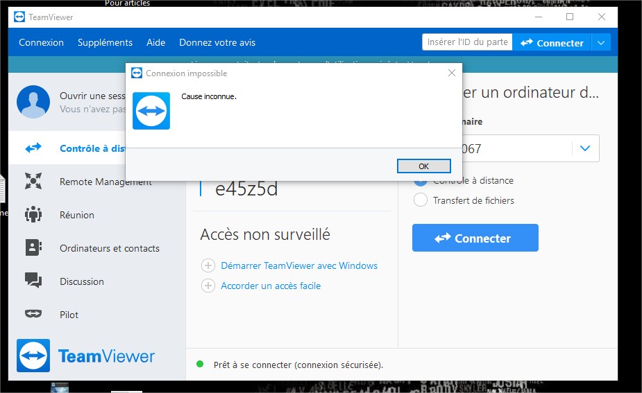 TeamViewer connexion impossible, cause inconnue - jesuisinformaticien.fr