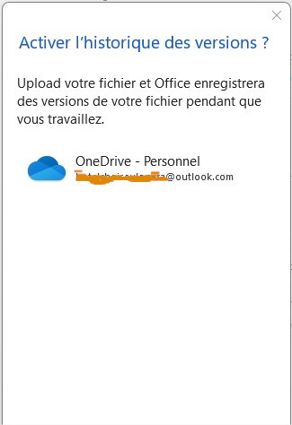 Historique des versions, sauvegarde dans le Cloud. Word, Excel, Word