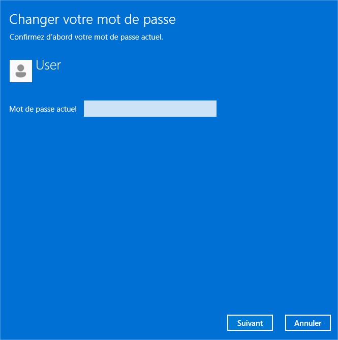 changer le mot de passe d'un compte utilisateur