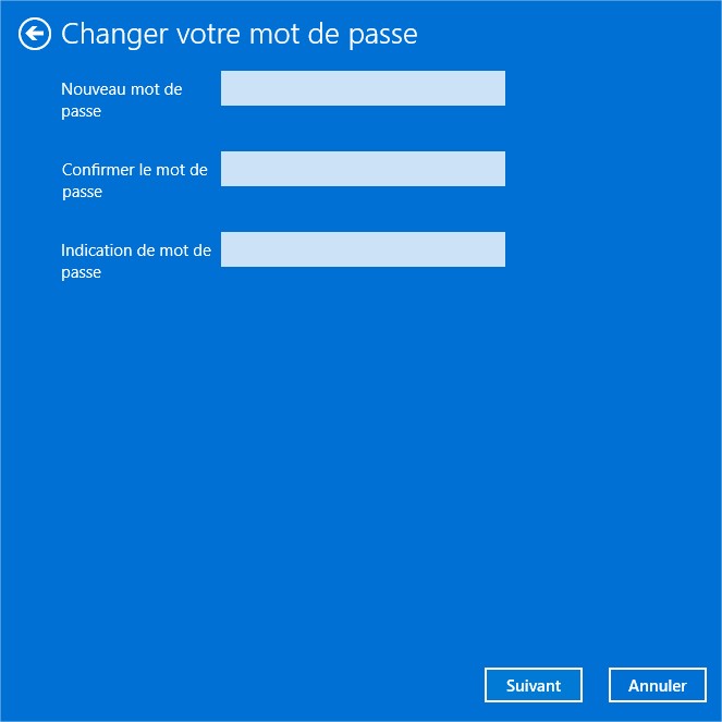 changer le mot de passe d'un compte utilisateur